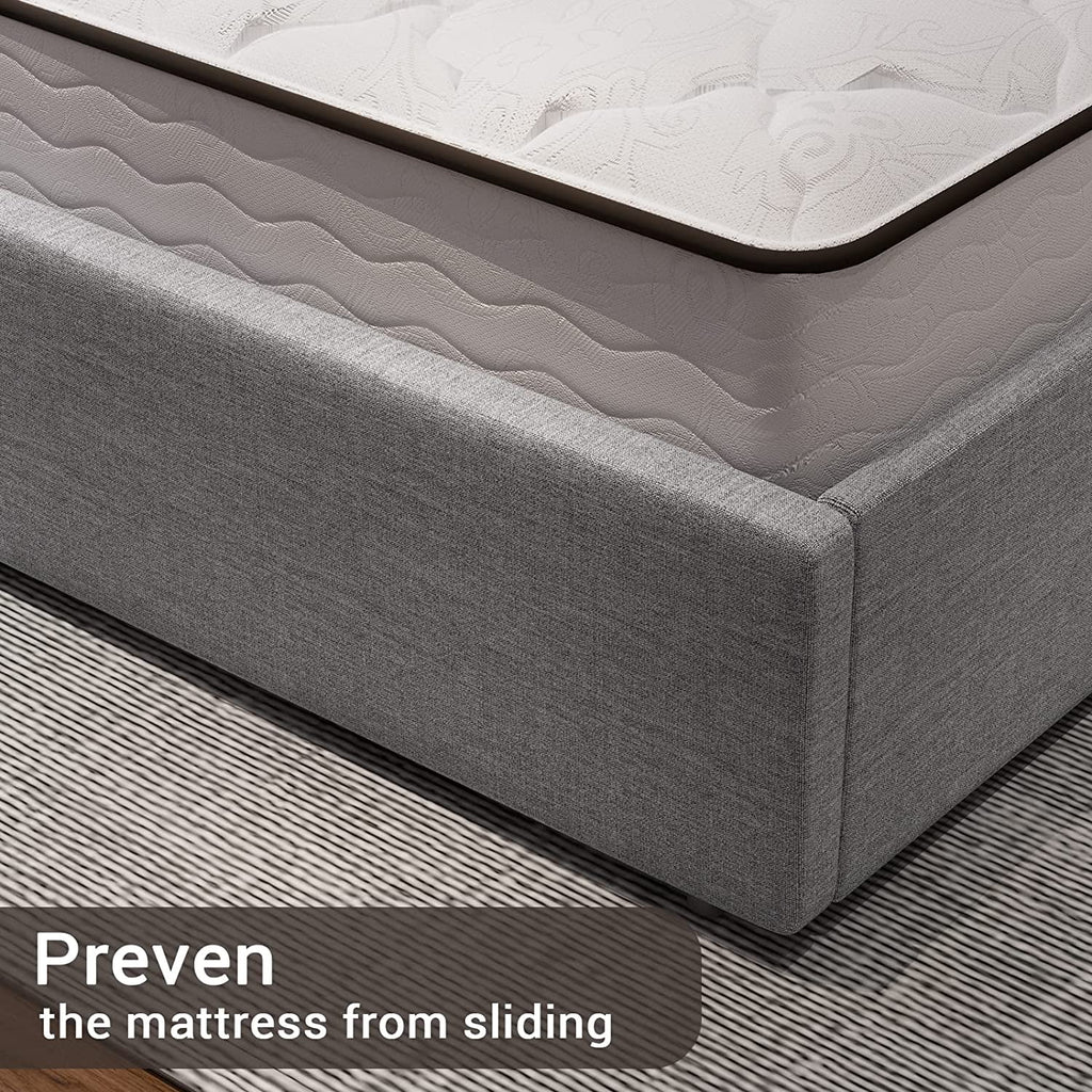 Queen Size LED Upholstered Platform Bed Frame with Drawers Q628331