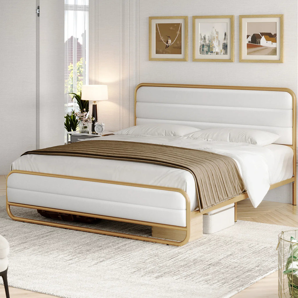 Full PU Leather Upholstered Platform Bed Frame M820615