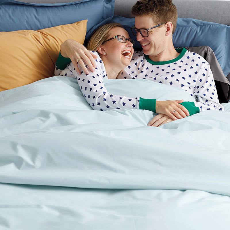 Blue 300-Thread Count Cotton Percale Twin XL Duvet Cover J342