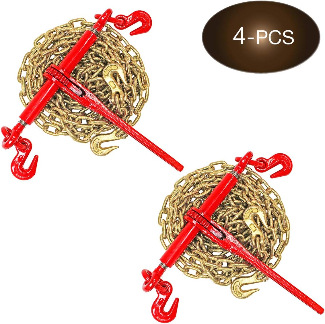5/16” Grade 70 Chain and Load Binder Kit with 4 Binders and 4 Chains L281239