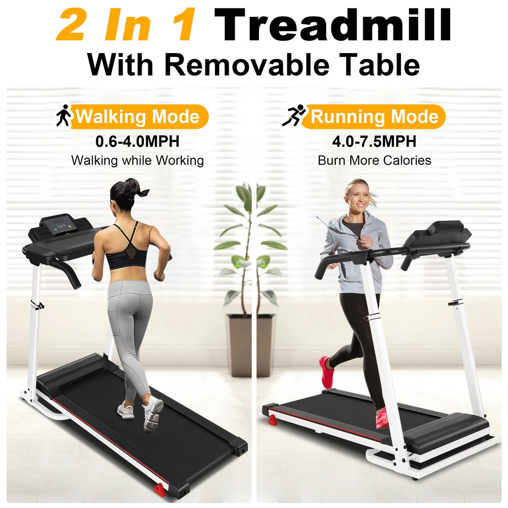 White Folding Treadmill with Incline and 2.5 HP I52173
