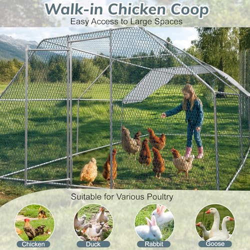 6.5 x 10 FT Metal Chicken Coop with Waterproof Cover A500265