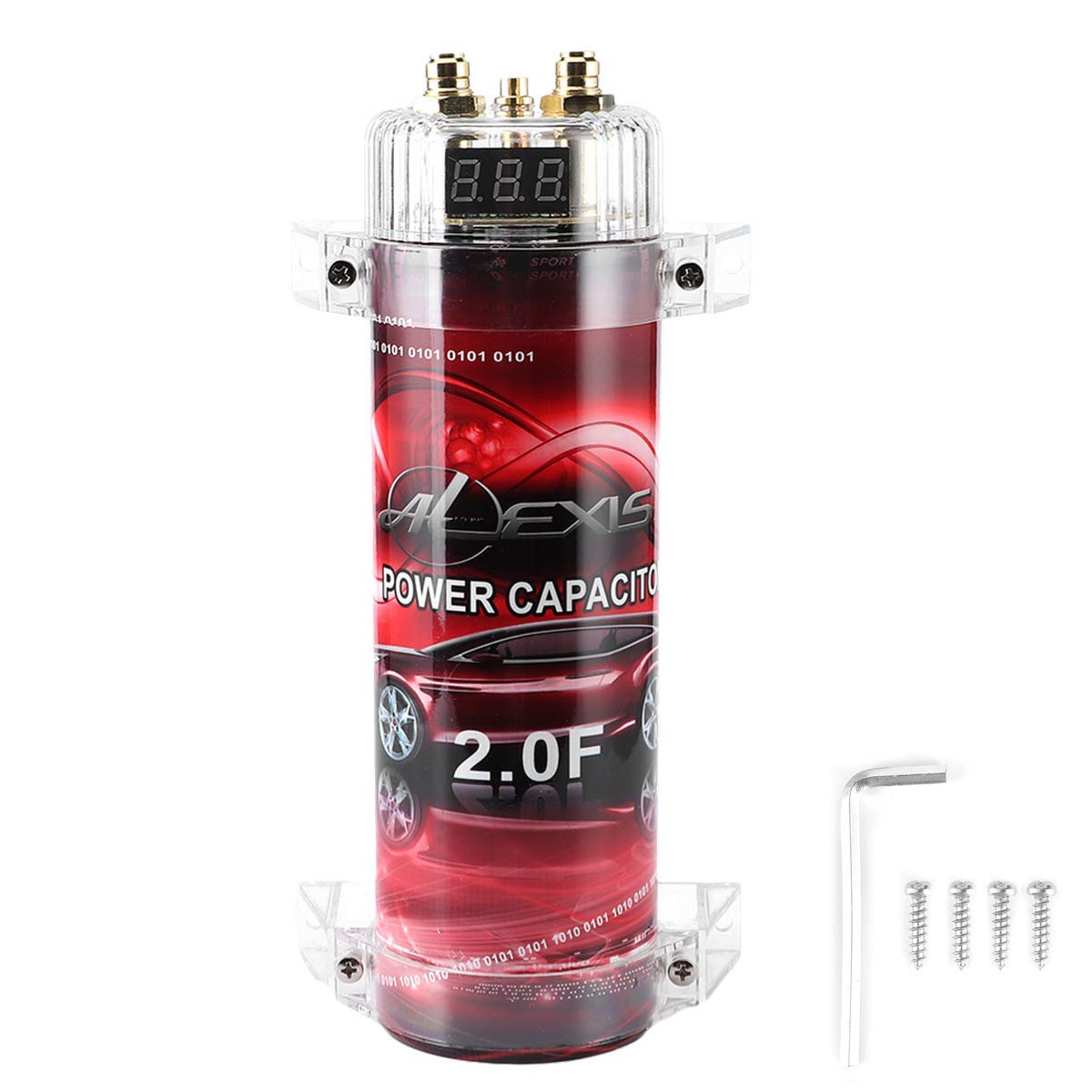 4 Farad Car Audio Power Capacitor Aluminium Alloy LED Voltage Display Pack of 2 X21293