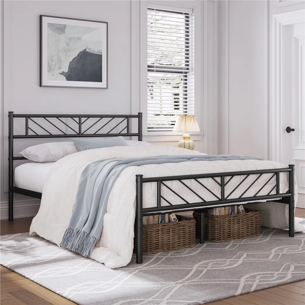 Queen Size Black Metal Platform Bed D59534