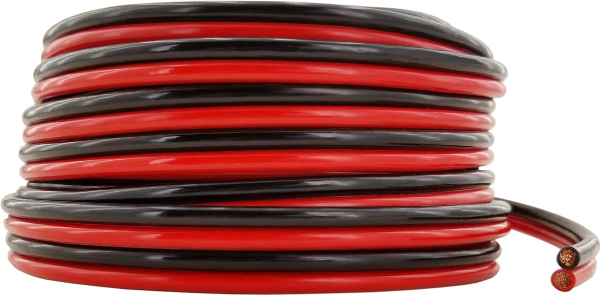 10 AWG 50 Feet Stranded Oxygen Free Copper Red/Black Bonded Zip Cord Cable H115
