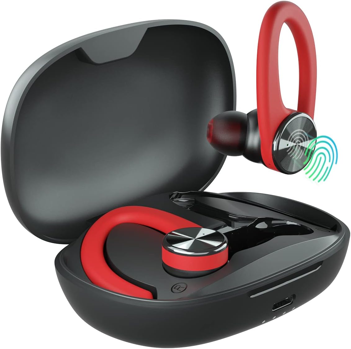 Wireless Bluetooth Earbuds with Charging Case and Earhooks, Waterproof, Pack of 2 N213606