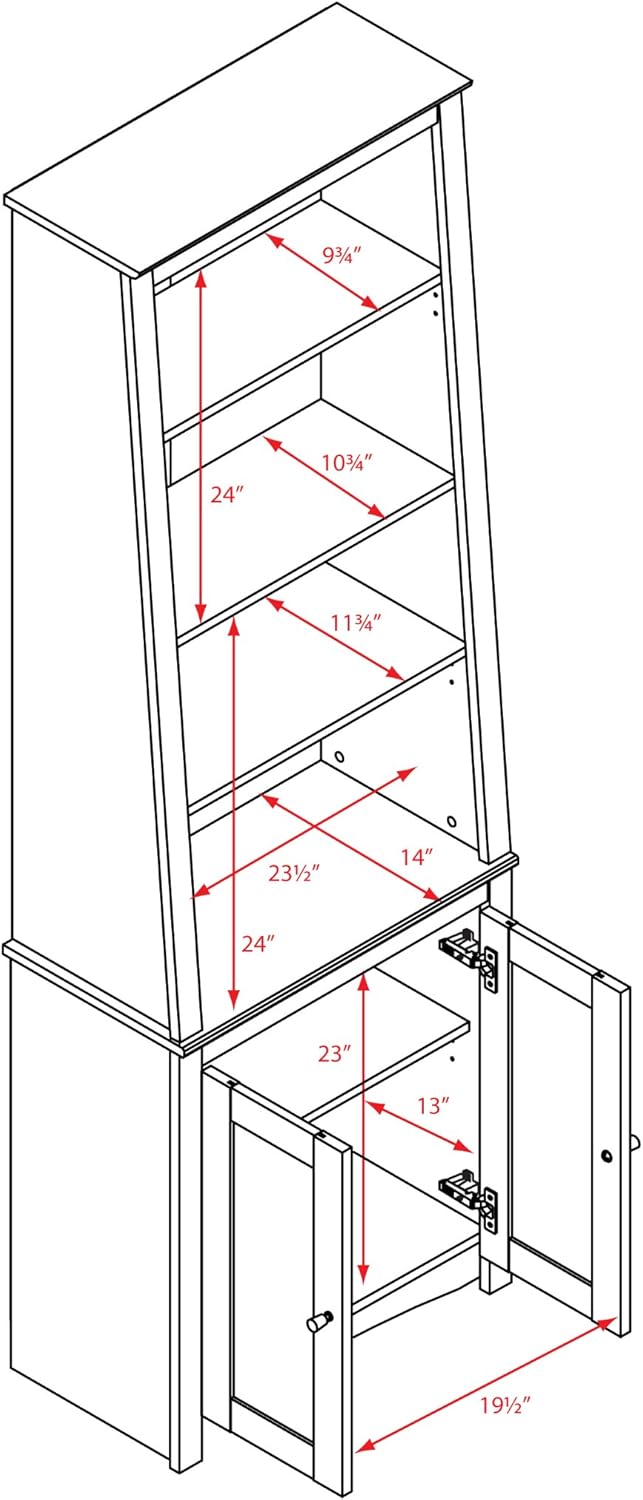 Espresso Tall Slant-Back Bookcase with 2 Doors T38550