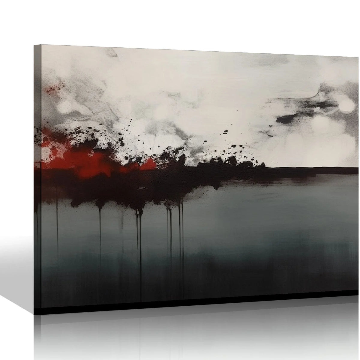 Framed Canvas Print Wall Art Black Gray Abstract Illustrations 20x16 Z1755