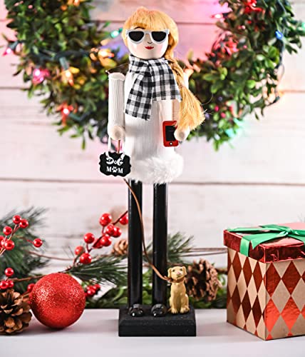 White and Black Wooden Nutcracker Woman 15" E178567