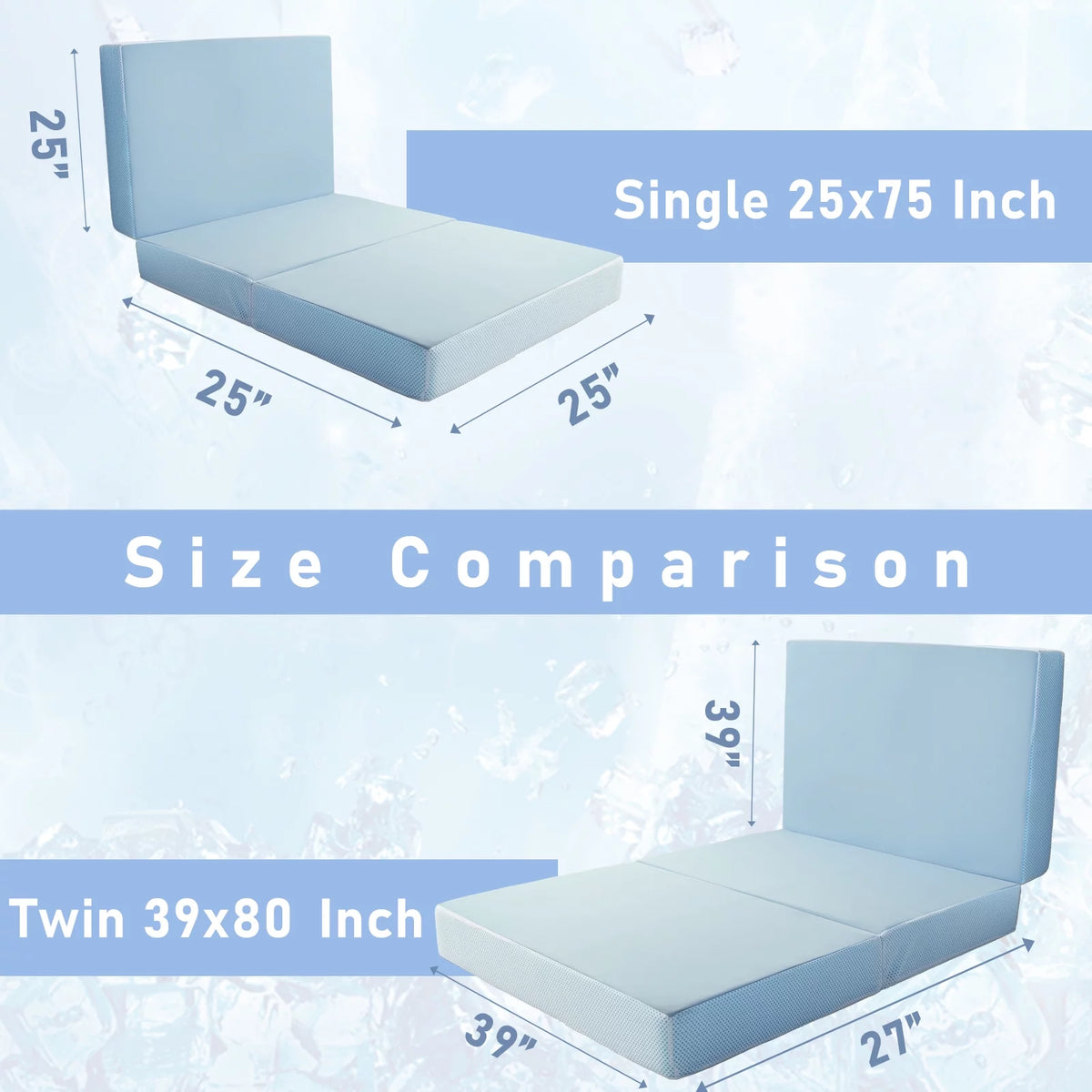 6 inch Twin Blue Folding Mattress with Washable Cover C134320