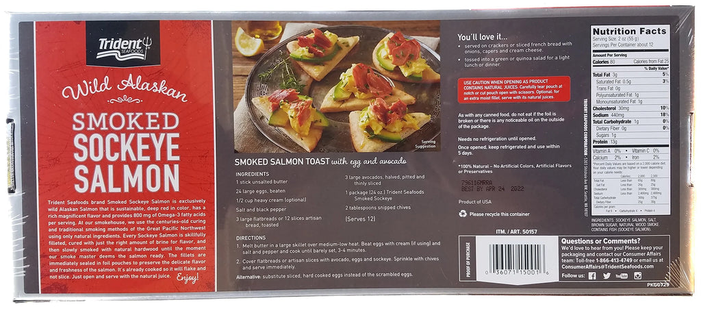 Smoked Sockeye Salmon, 24oz, 2 Pack (Total of 48 ounces) O4340