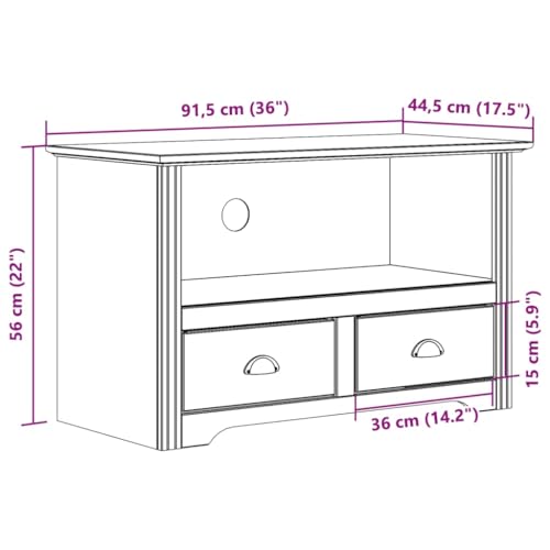 Gray Solid Wood Pine TV Stand with 2 Drawers L96651