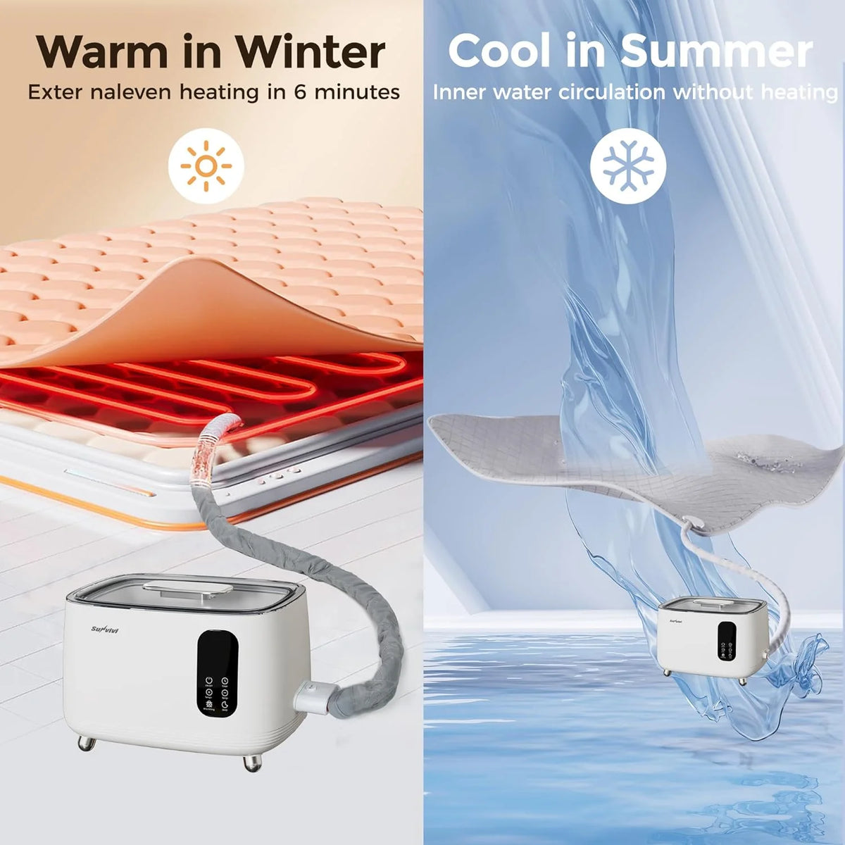 Water Heated Mattress Pad, 77" x 57" Machine Washable M2262