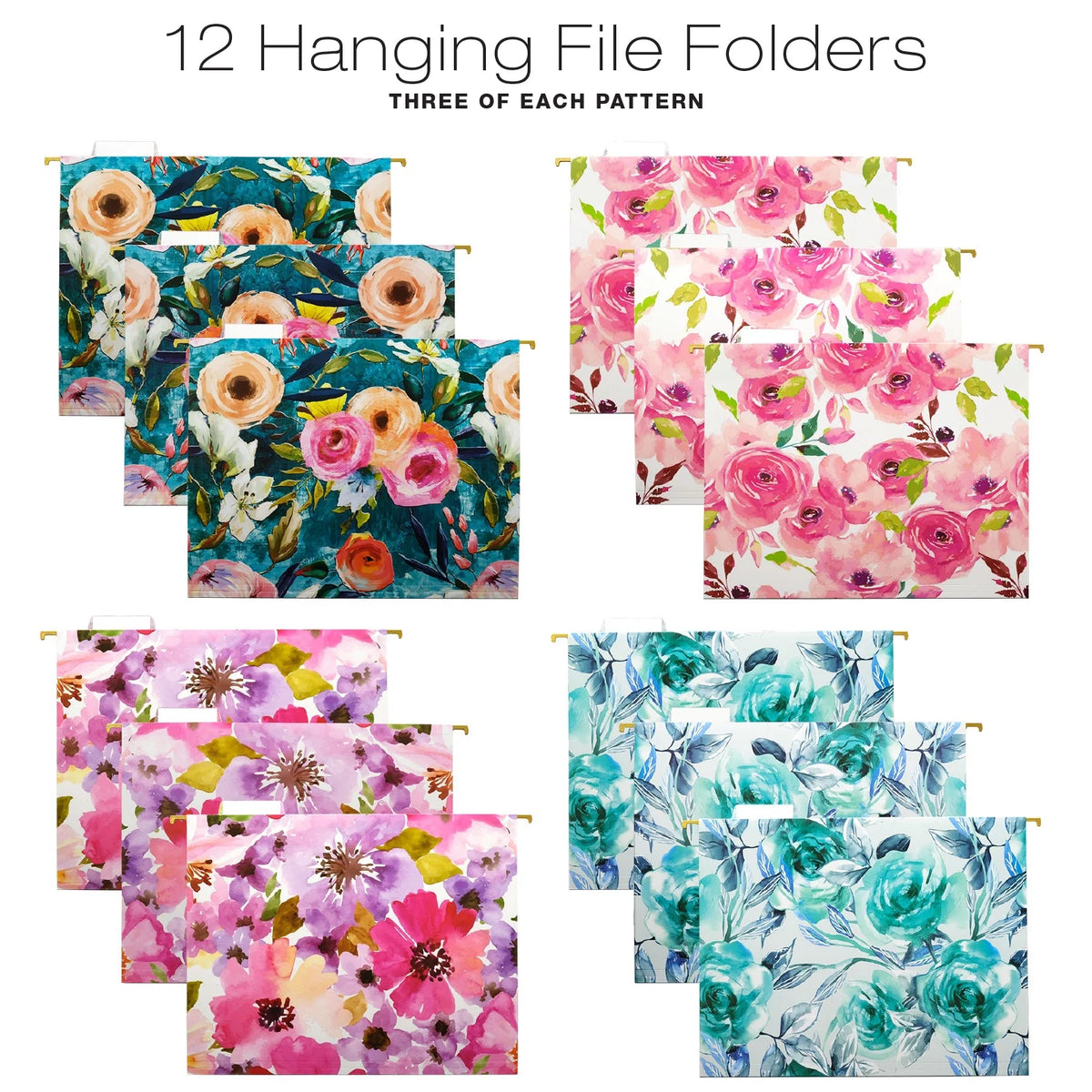 Deluxe Hanging File Folder Kit with Metal Hanging Basket, 12 Hanging Folders, 24 File Folders, Letter Size I74791