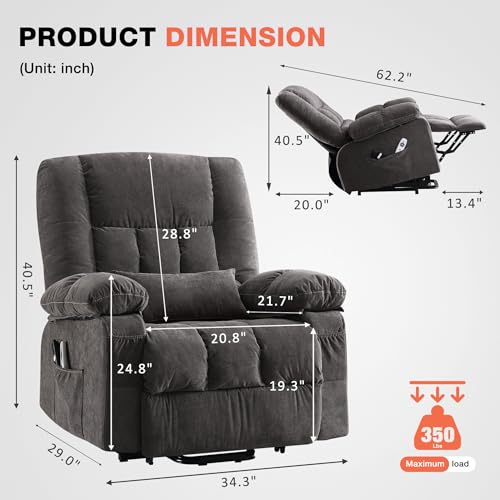 Power Lift Recliner Chair with Vibration Massage and Lumbar Heating I70358