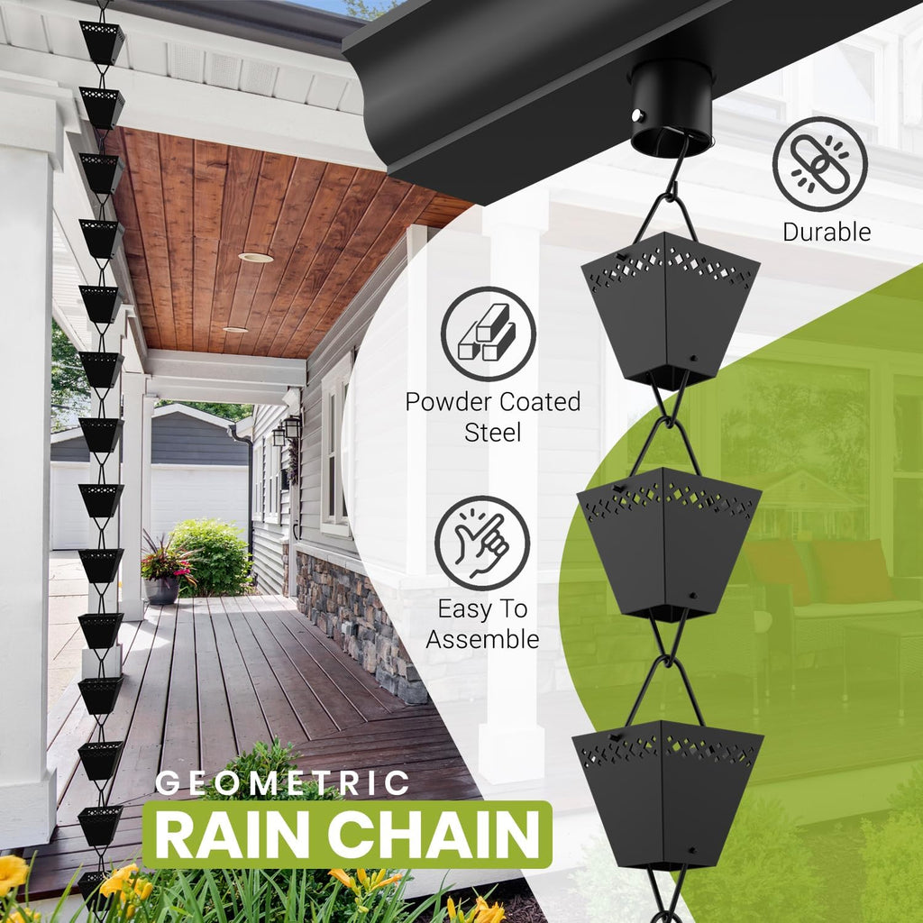 Black Powder Coated Rain Chain Kit 10 ft J9411