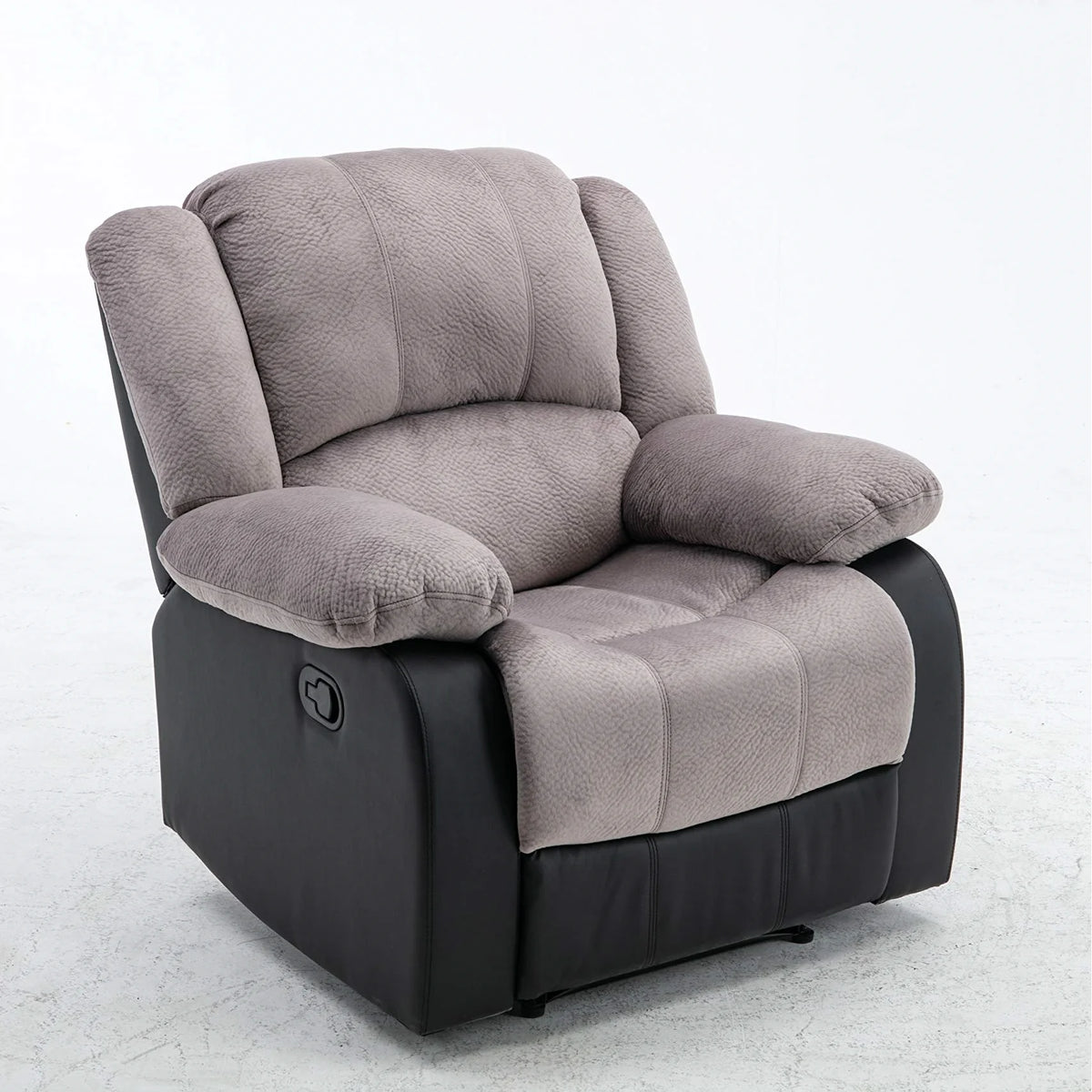 Manual Single Reclining Sofa, Gray PU Leather Z4598