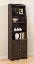 Espresso Tall Slant-Back Bookcase with 2 Doors T38550