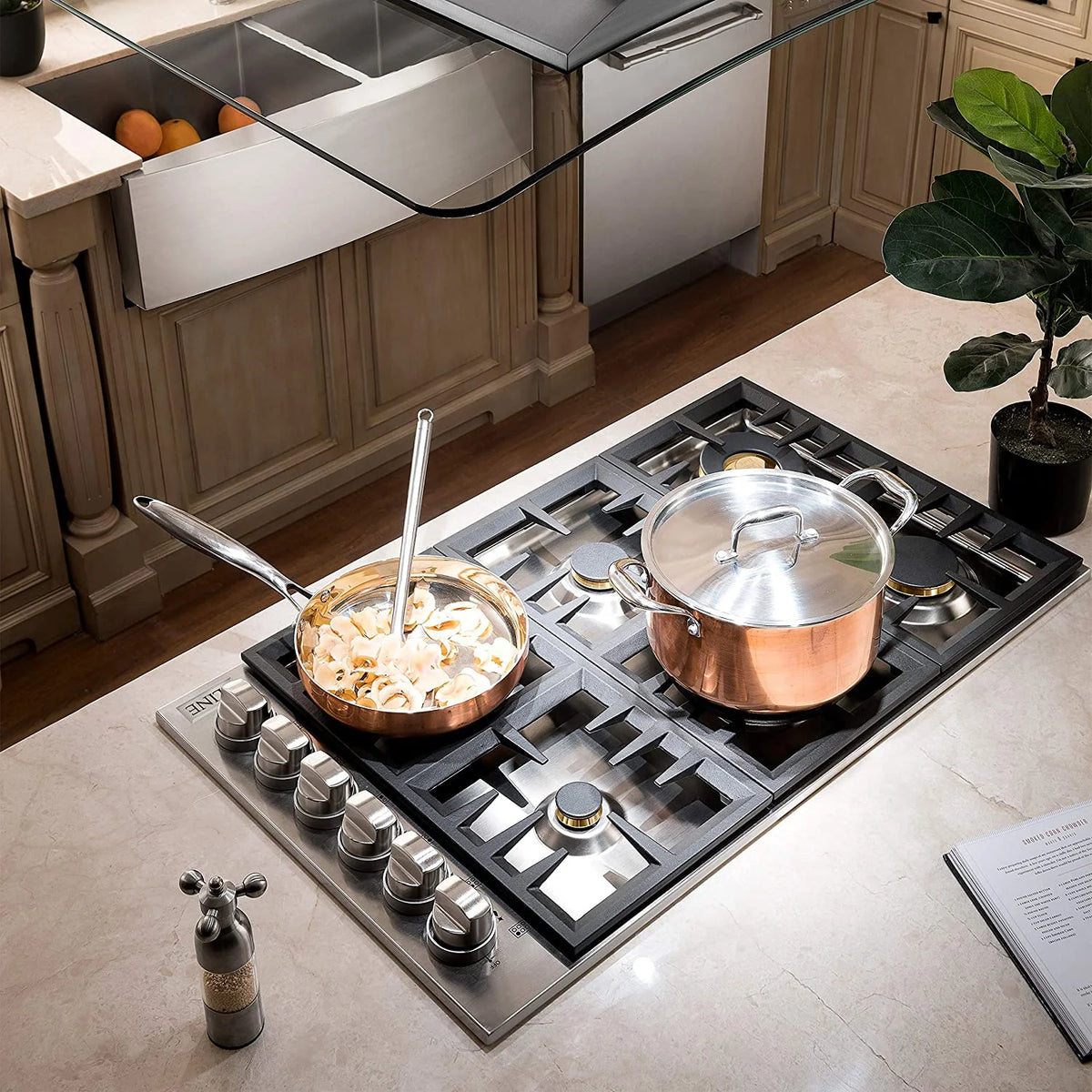 36 in. Dropin Cooktop with 6 Gas Brass Burners M22385