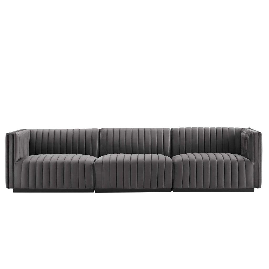 Black Gray Performance Velvet Sofa Q654