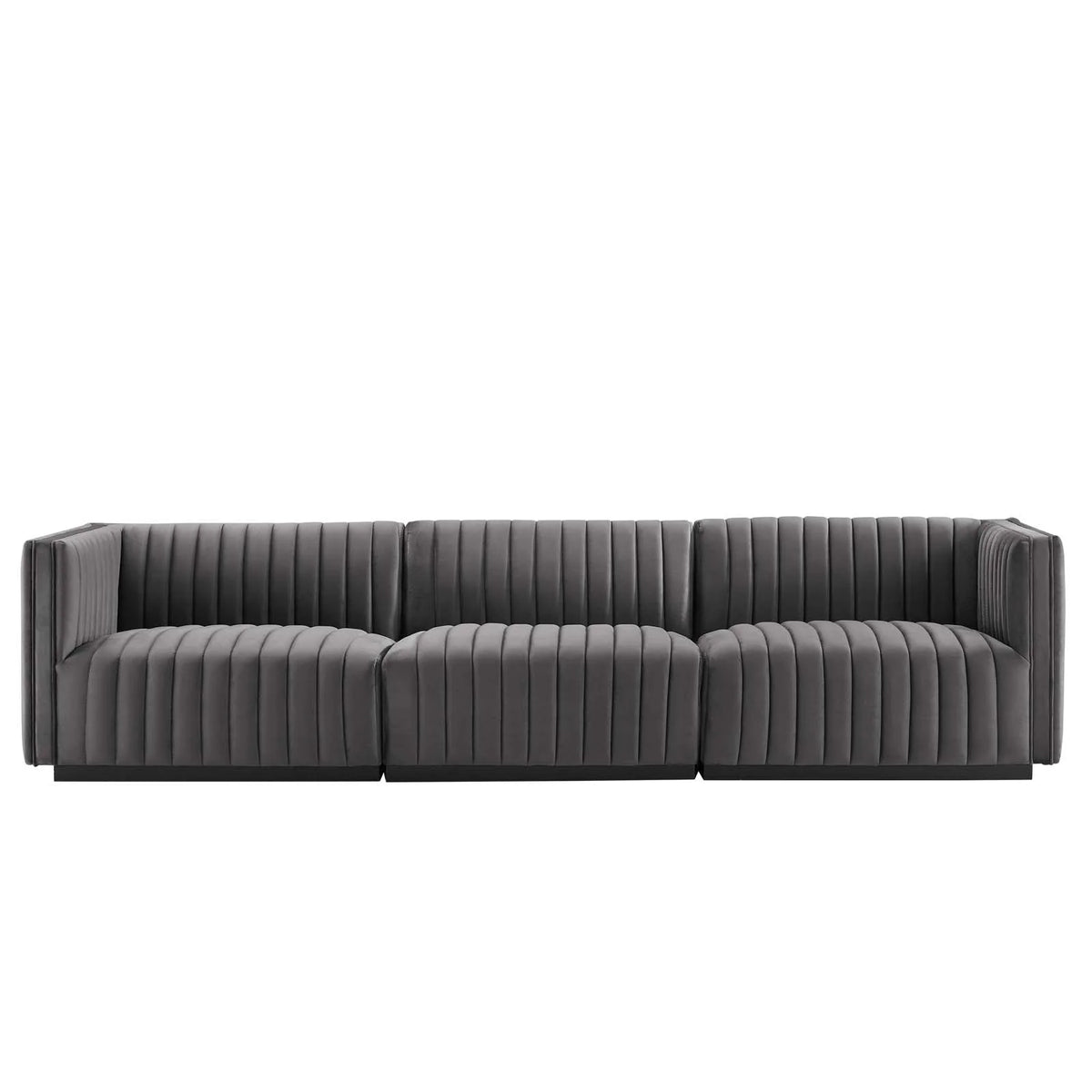 Black Gray Performance Velvet Sofa Q654