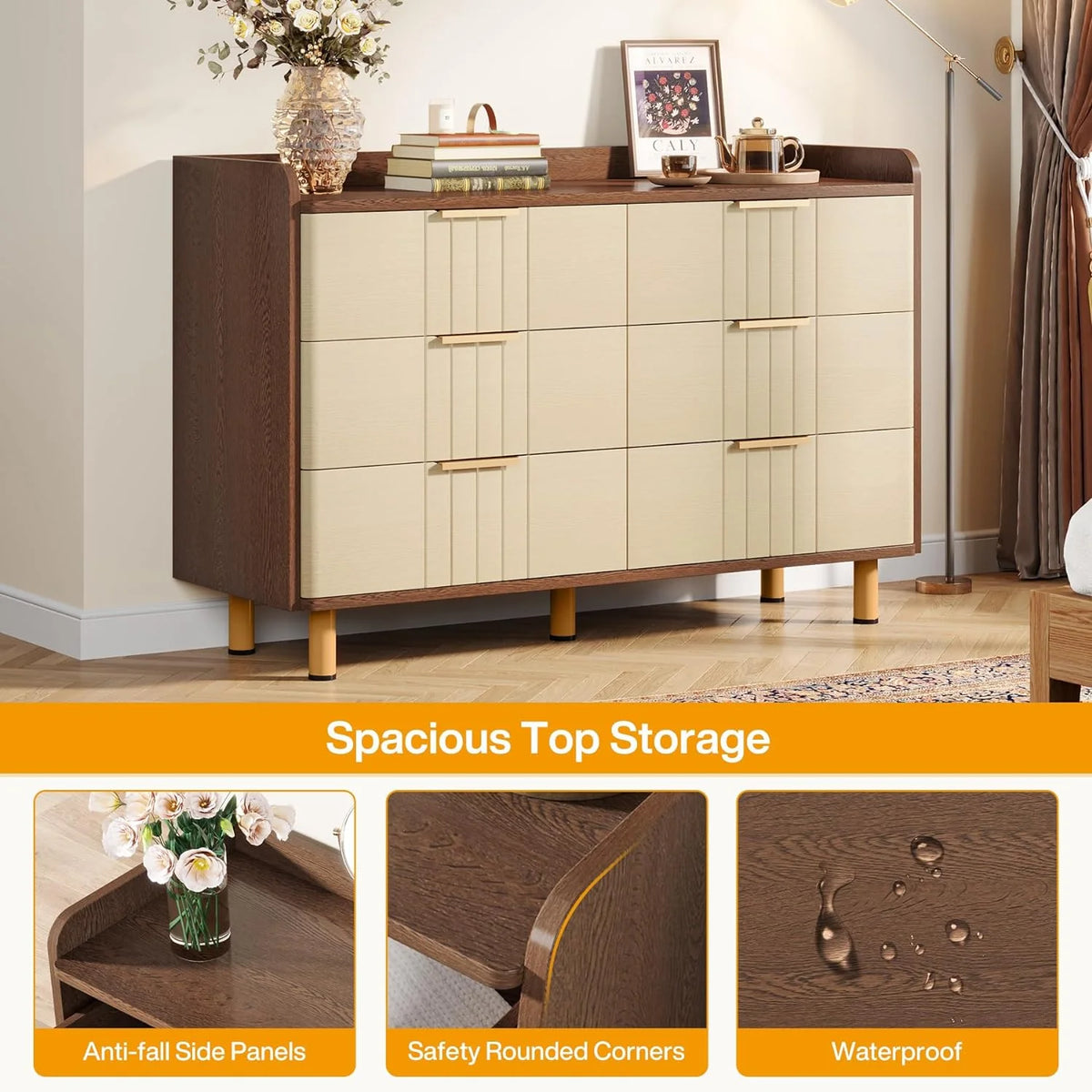 6 Drawer Wood Dresser D552