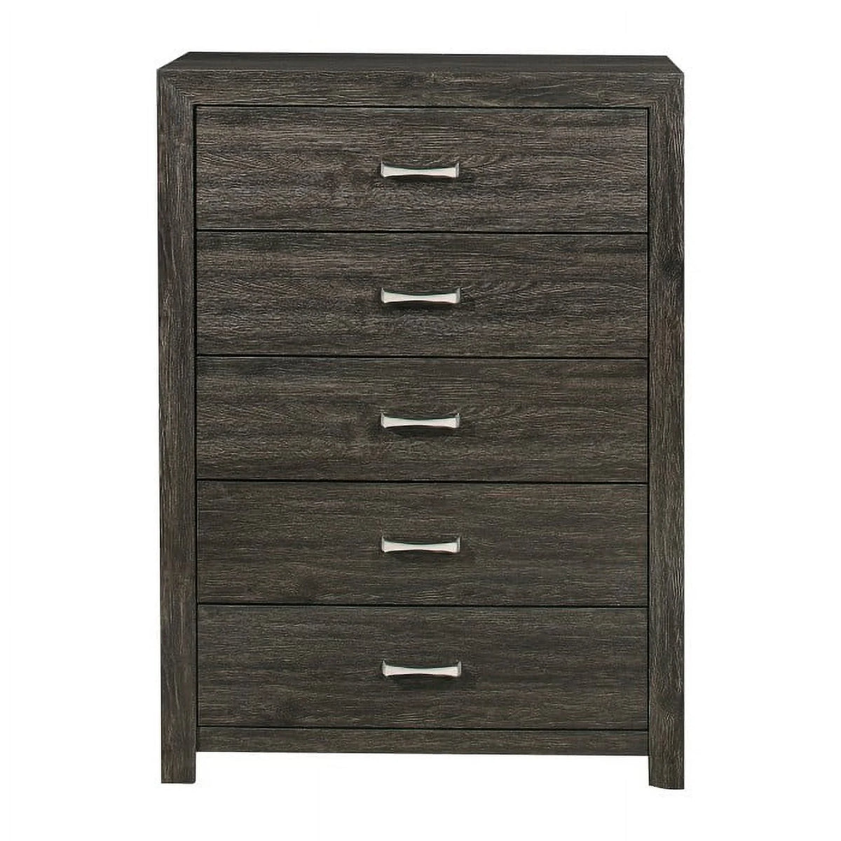 5 Drawer Contemporary Wood Chest in Dark Gray P7422