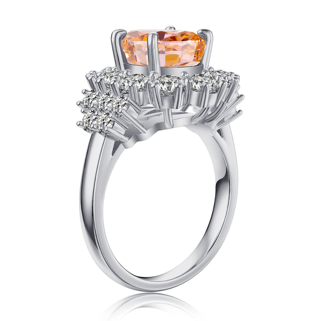 Oval Cut Morganite Engagement Ring 925 Sterling Silver L9658