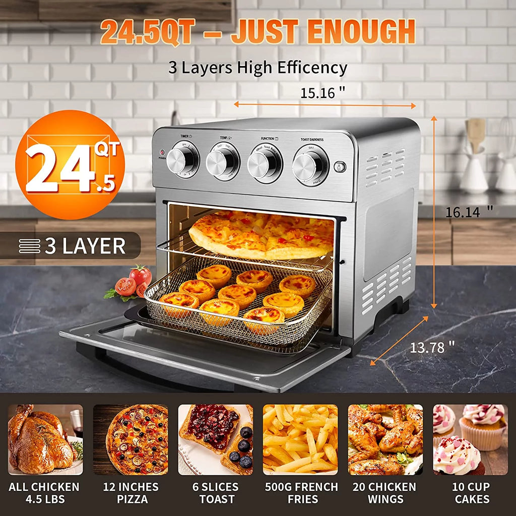 6 Slice 24.5QT Air Fryer Toaster Oven Combo, Stainless Steel V71299