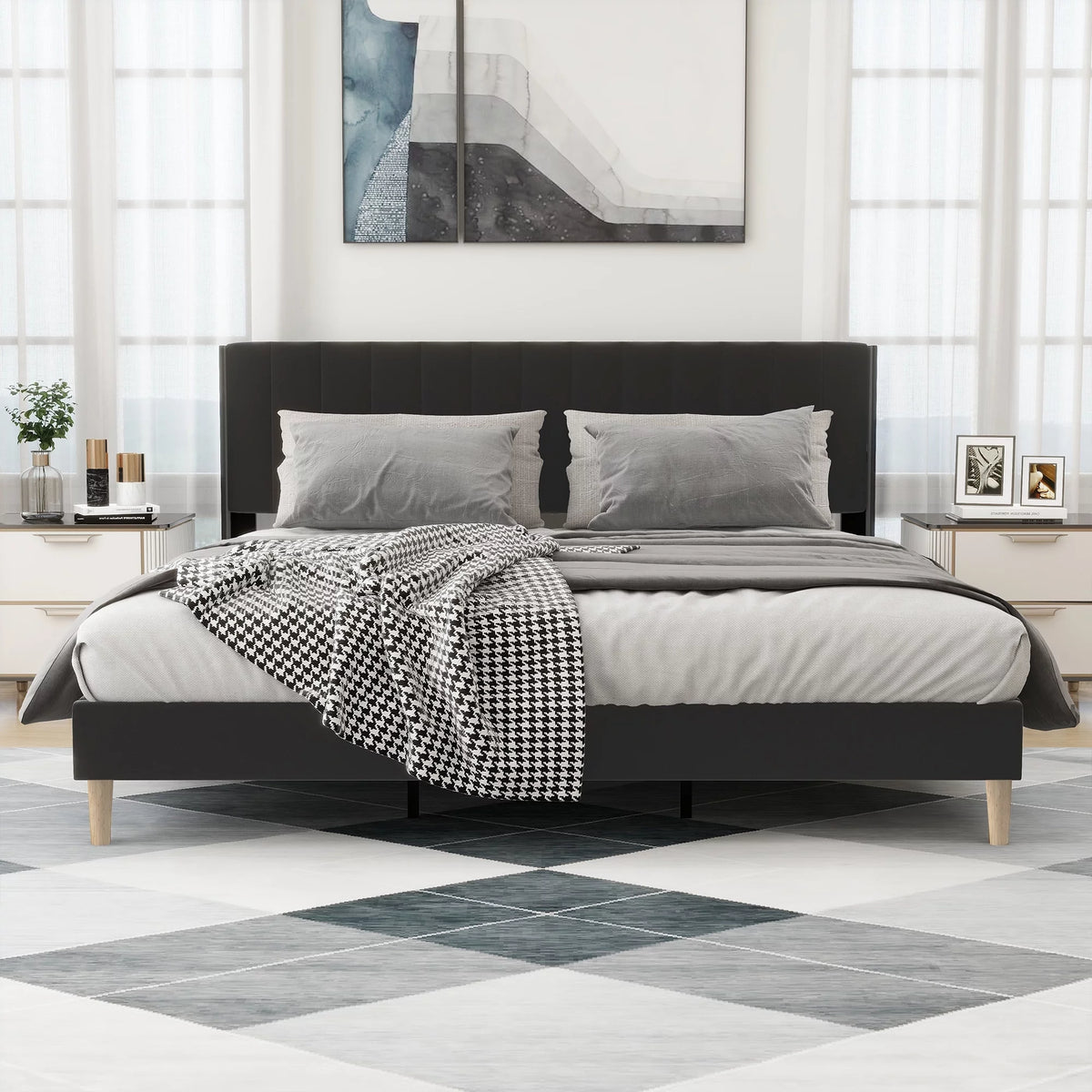 Twin Size Upholstered Platform Bed Frame G602