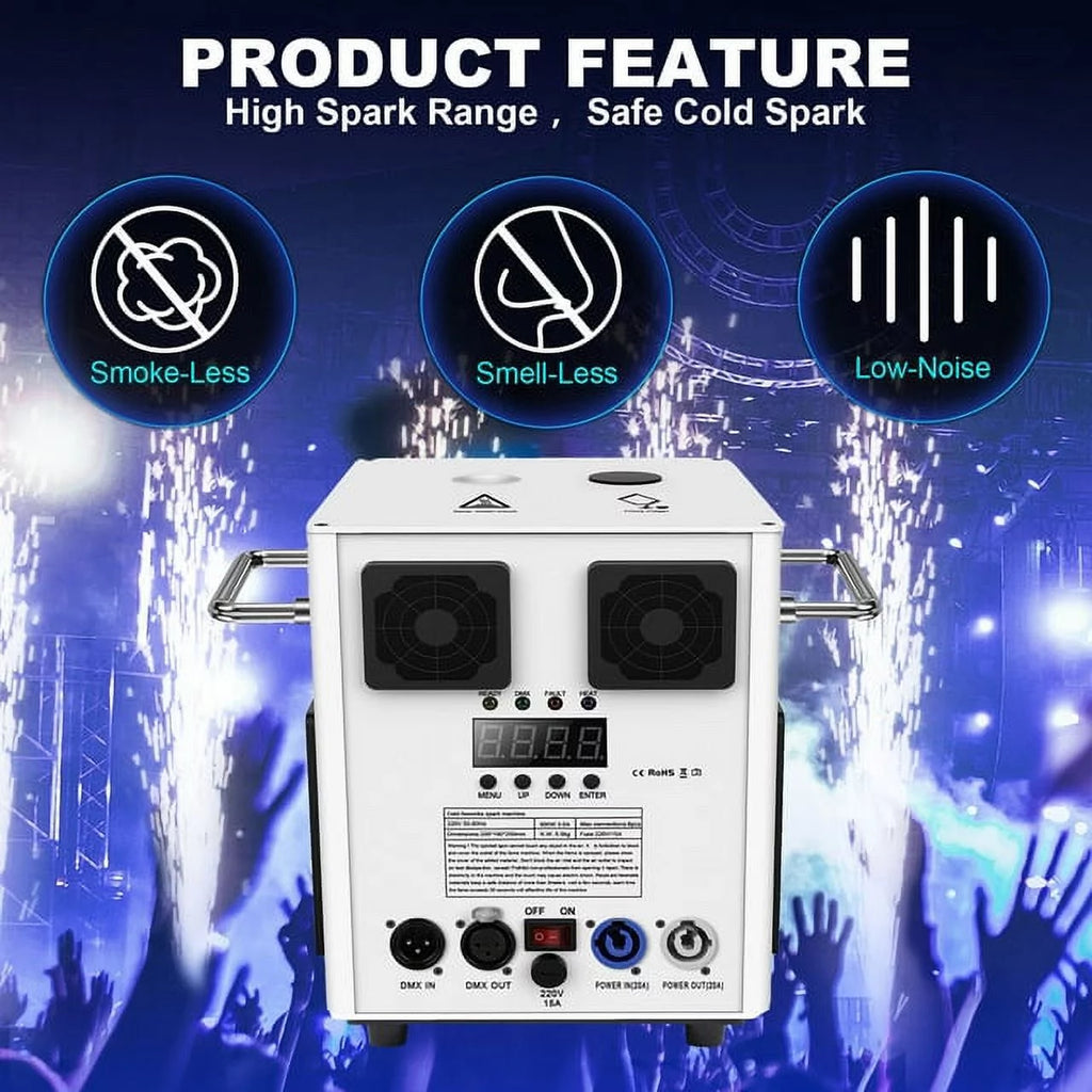 Cold Spark Machine 3-16FT Adjustable Stage Special Effect Machine with Wireless Remote Control DMX Low Noise Stage Equipment for Wedding DJ Disco Party 2pcs T729218