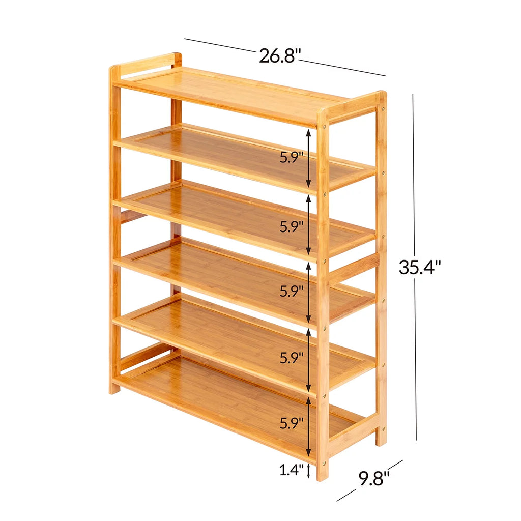 Natural Bamboo 6 Tiers Shoe Rack C26605