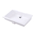 Matte White Rectangular Undermount Bathroom Sink with Overflow I17915