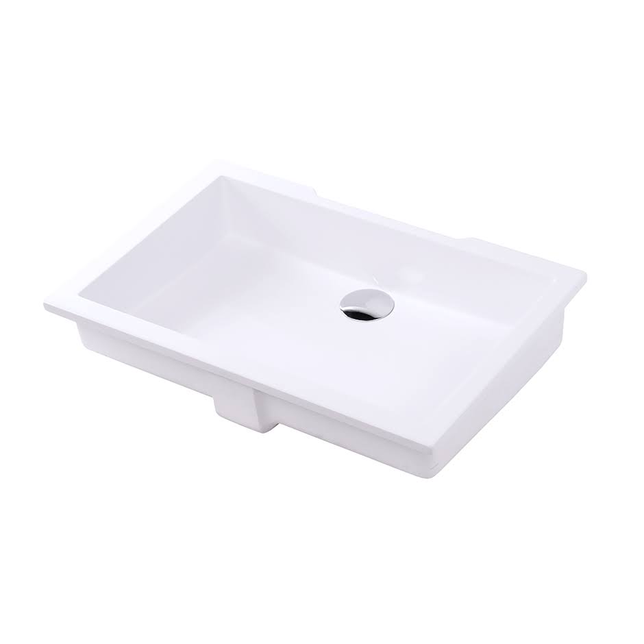 Matte White Rectangular Undermount Bathroom Sink with Overflow I17915