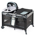 5 in 1 Foldable Baby Crib with Bassinets, Changing Table, Newborn Napper, Diaper Stacker, Playpen D15275