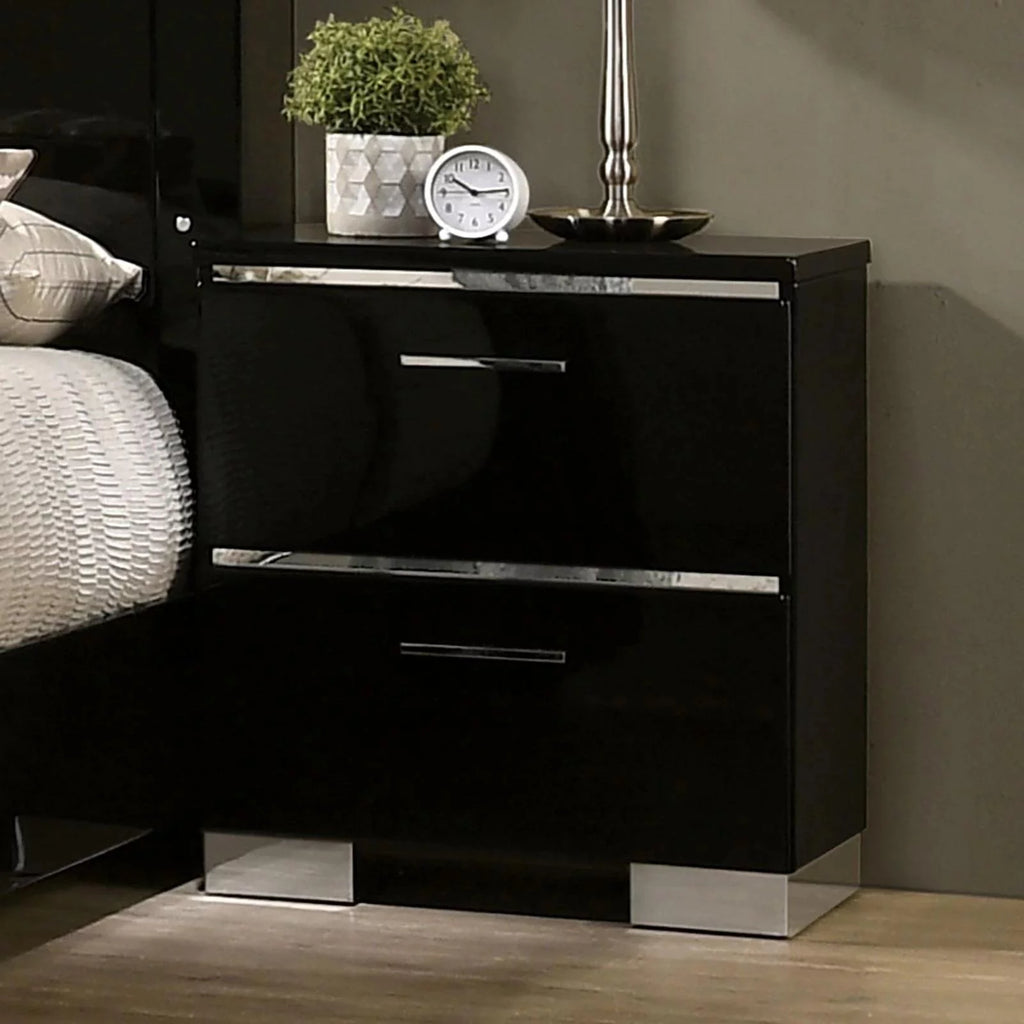 Black Solid Wood 3pcs Bedroom Set R2253