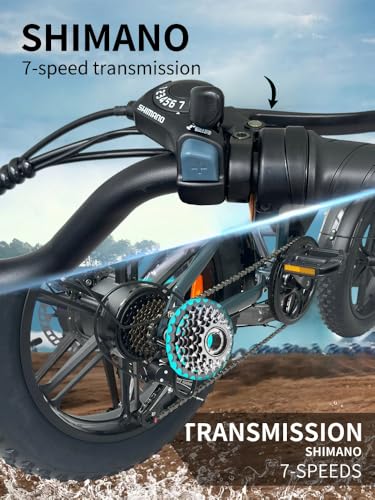 1500W Peak Brushless Motor 30 MPH Fat Tire E Bike with 624-2880Wh Removable Battery 20" Electric Dirt Bike with Dual Suspension and 7-Speed J194129