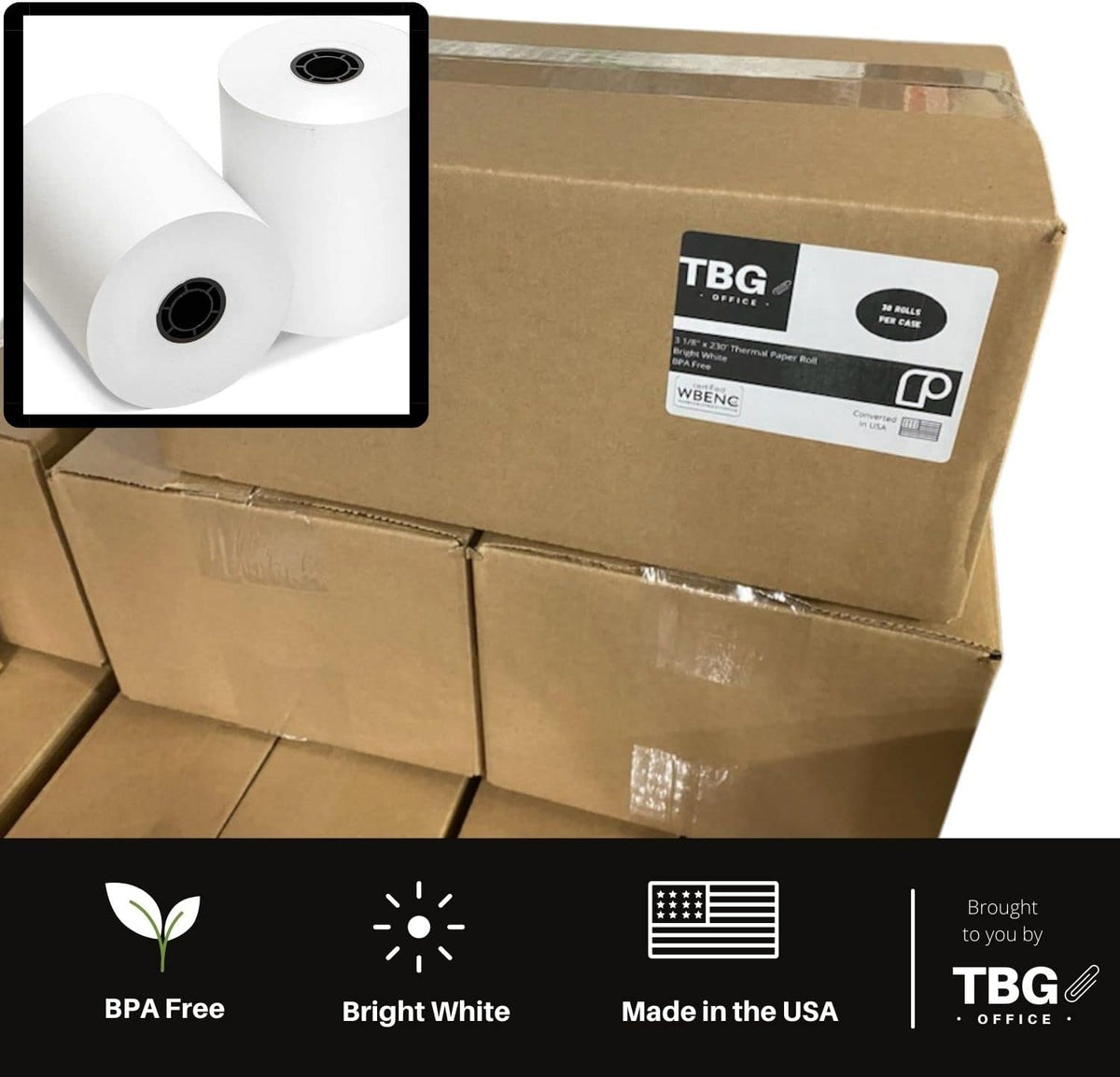 3 1/8” x 230' Thermal Paper Rolls (1 Case - 30 Rolls) J11496