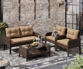 4-Piece Rattan Wicker Sofa Set with Cushions & Coffee Table R192733