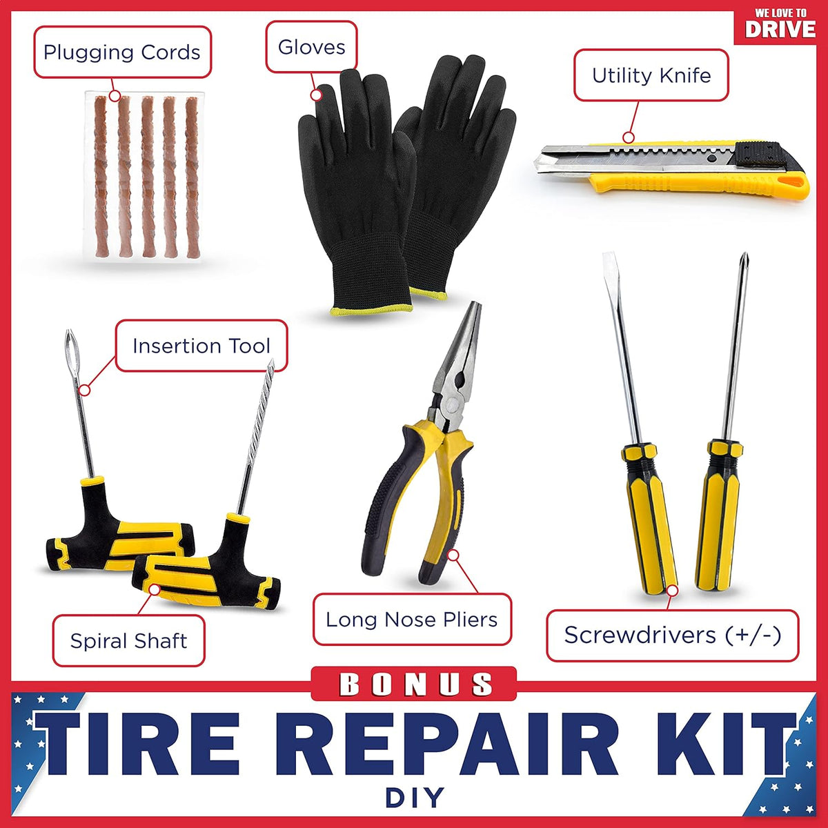 12V DC 150 PSI Portable Air Compressor & Tire Repair Kit with PSI Gauge, Adaptors, Hose, Car Plug, Clip Connectors, Tire Inflator & Tire Patch Kit N332024