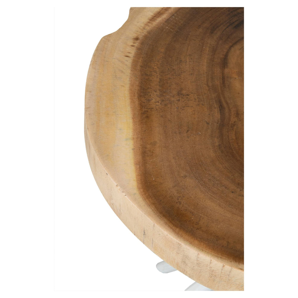 White Teakwood Round Accent Table O5294