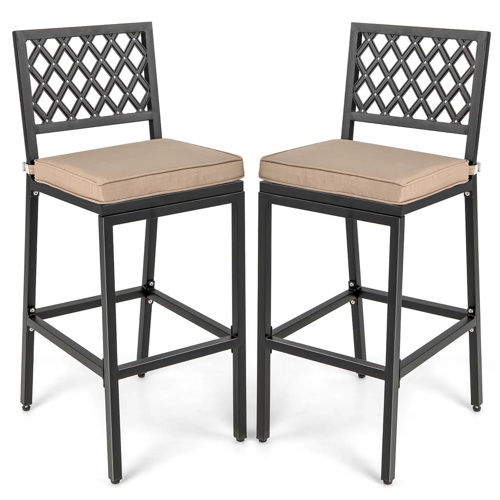 Set of 2 Metal Bar Stools with Cushion A1507