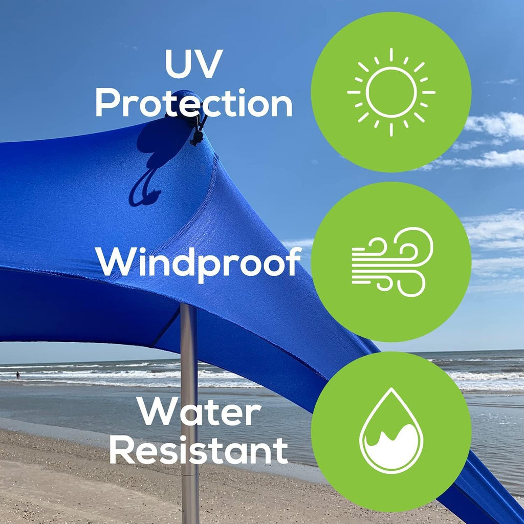 Beach Tent Pop Up Canopy Sun Shelter UPF50+ Lightweight Outdoor Shade with Ground Pegs and Stability Poles Portable Set (7.2 X 8.2 FT 4 Pole, Bright Blue) F4471