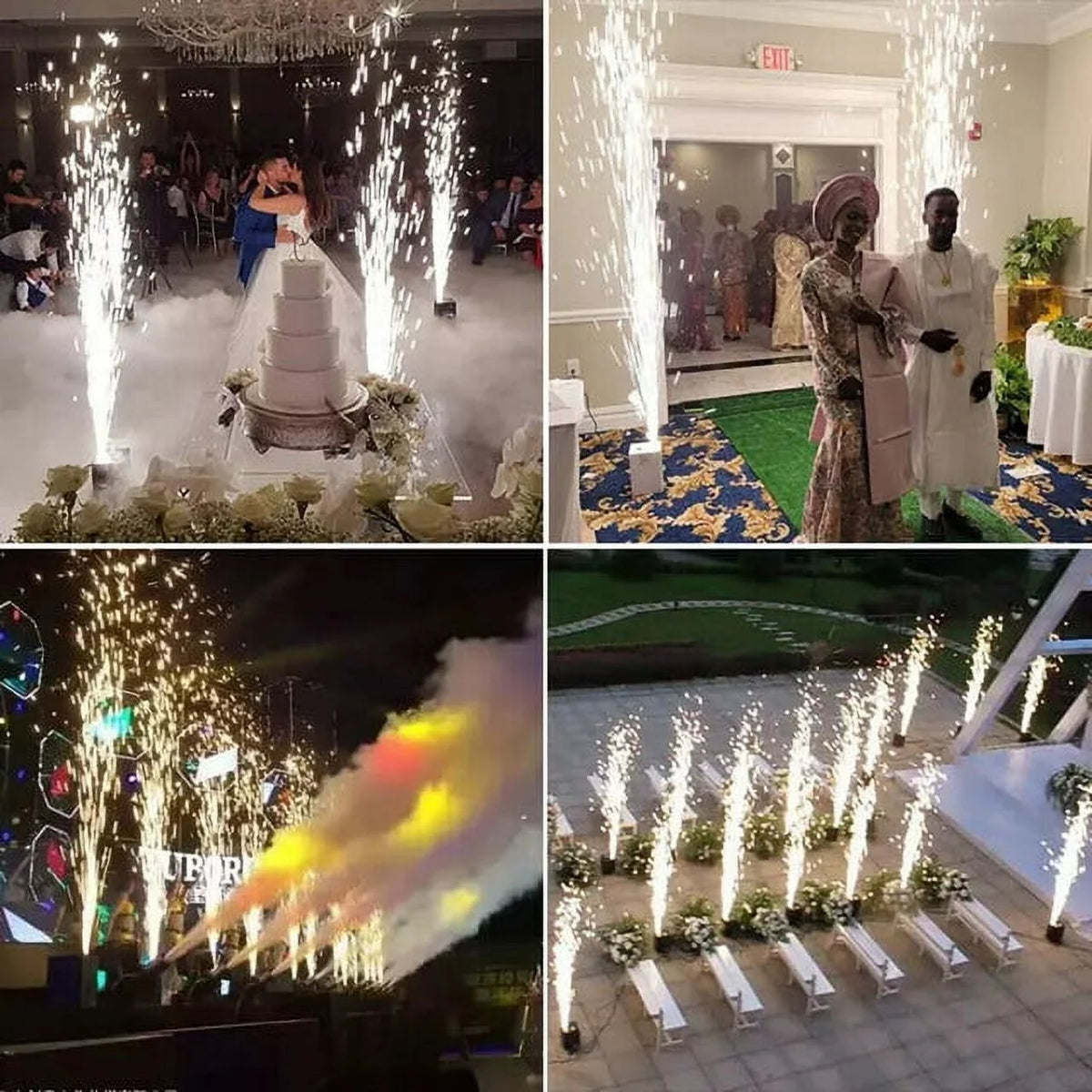 Cold Spark Machine 3-16FT Adjustable Stage Special Effect Machine with Wireless Remote Control DMX Low Noise Stage Equipment for Wedding DJ Disco Party 2pcs T729218