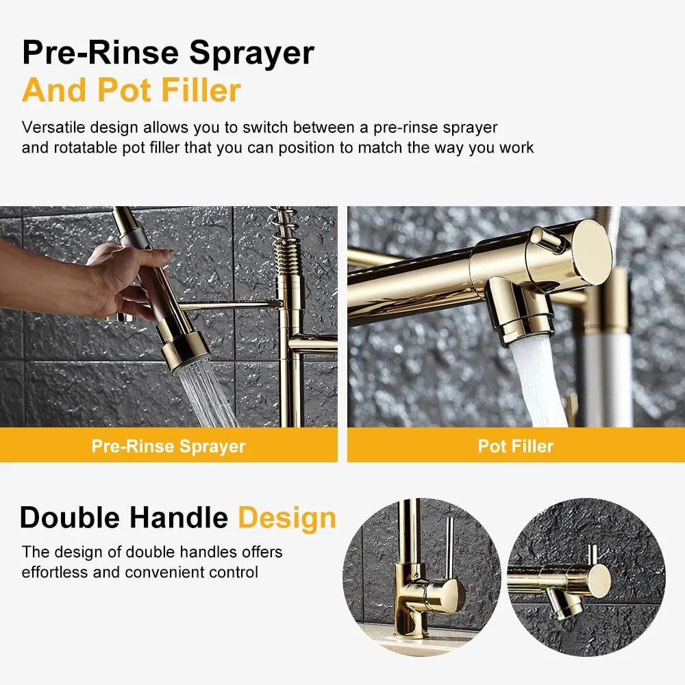 Pull Out Sprayer Kitchen Faucet Solid Brass H750