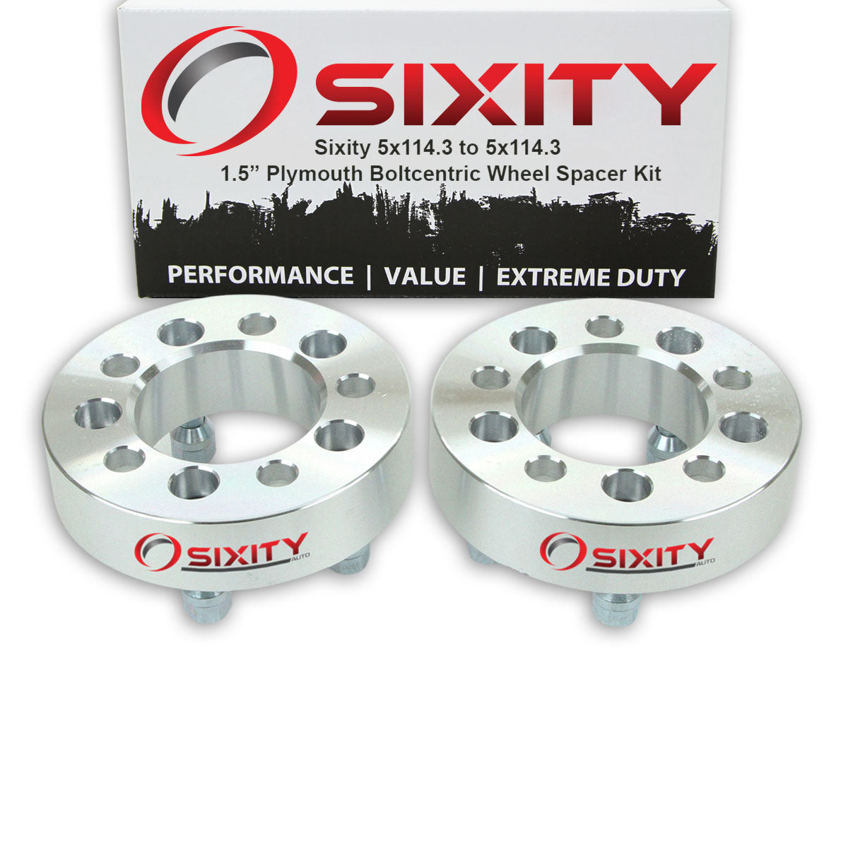 2 pc 1.5" 5x114.3 Wheel Spacers with 1/2-20tpi 1.25in Studs Lugs Z490831