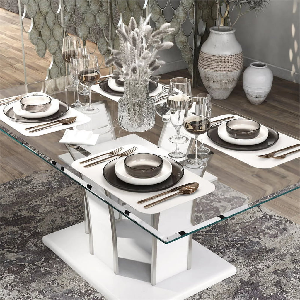 White Glass Top Dining Table C53095