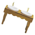 Walnut Color Wooden Double Basin Wash Sink F5842