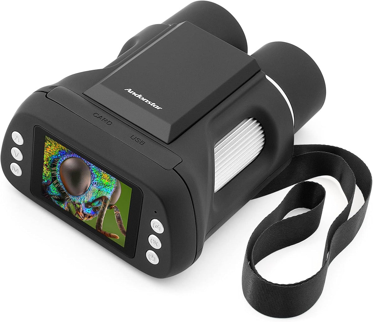 Kids Microscope and Telescope Double Lens, Portable Handheld Microscope Binoculars, Digital Camera and Video Microscope Kit, 2 LCD Blue C8769