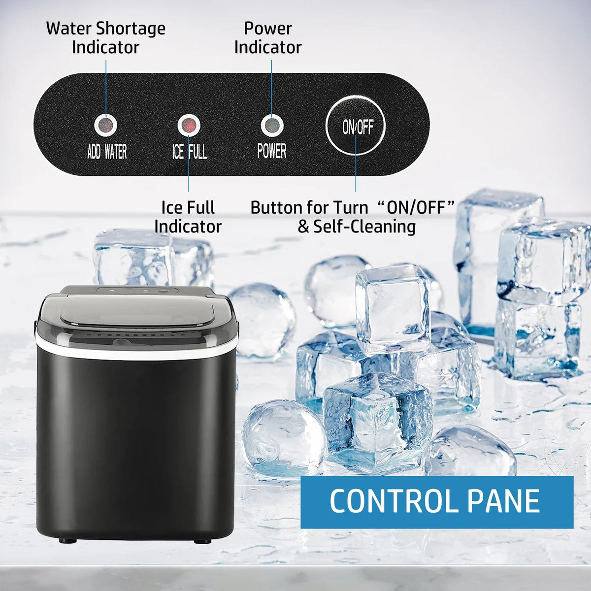 Black Countertop Ice Maker Machine M38483